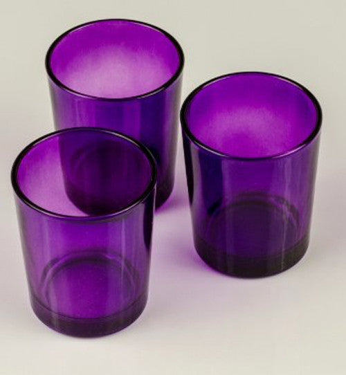 My Decorations 20 Pack Purple Glass Votive Tealight Candle Holders House Party Cenrepiece Xmas Wedding Candlestick Bridal Valentines Event Candle Hol