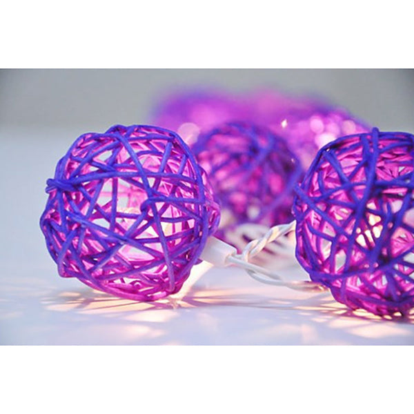 20 Led Cassis Purple 5Cm Diameter Rattan Cane Ball Battery Powered String Lights Christmas Gift Home Wedding Party Bedroom Decoration Table Centrepiec