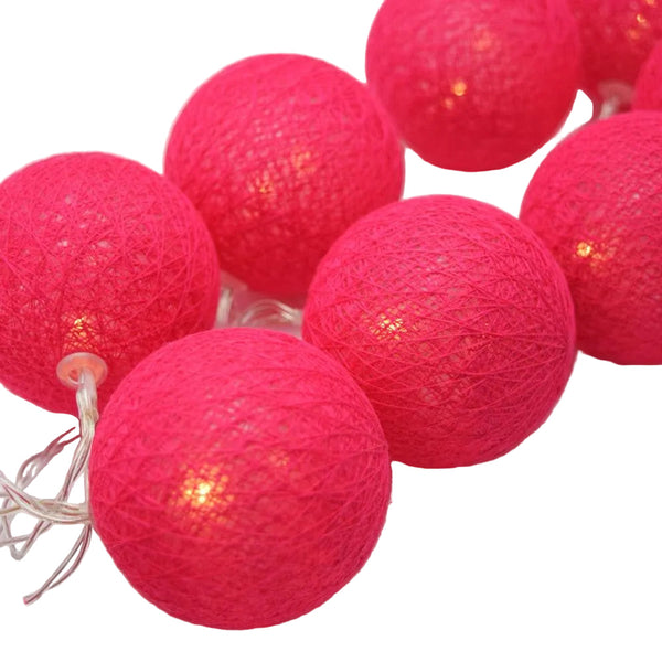 1 Set Of 20 Led Red 5Cm Cotton Ball Battery Powered Christmas Gift Home Wedding Party Bedroom Decoration Outdoor Indoor Table Centrepiece String Light
