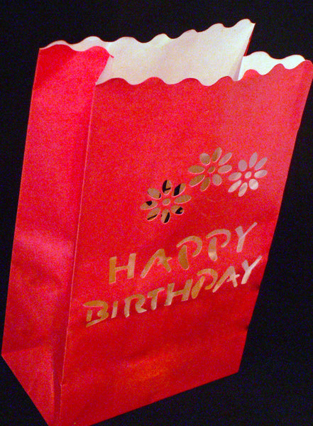 Red Happy Birthday Luminary Paper Candle Lantern Bags For Home Decor Candle Holders & Accessories