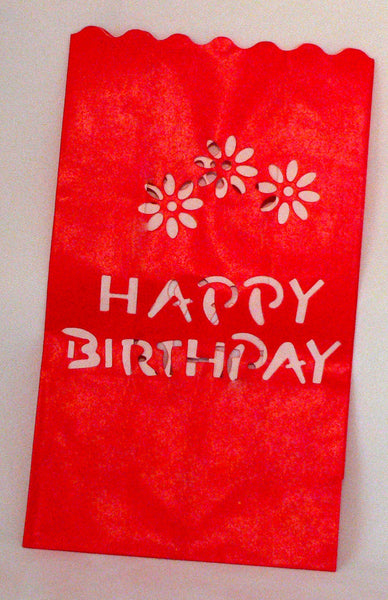 Red Happy Birthday Luminary Paper Candle Lantern Bags For Home Decor Candle Holders & Accessories