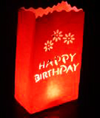 Red Happy Birthday Luminary Paper Candle Lantern Bags For Home Decor Candle Holders & Accessories