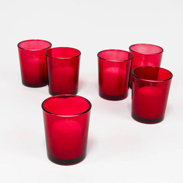 My Decorations 20 Pack Red Glass Votive Tealight Candle Holders House Party Cenrepiece Xmas Wedding Candlestick Bridal Valentines Event Candle Holder