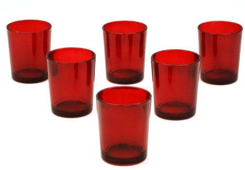 My Decorations 20 Pack Red Glass Votive Tealight Candle Holders House Party Cenrepiece Xmas Wedding Candlestick Bridal Valentines Event Candle Holder