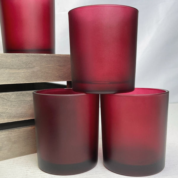 My Decorations Red Frosted Glass Votive Tealight Candle Holders For Home Seasonal Decorations