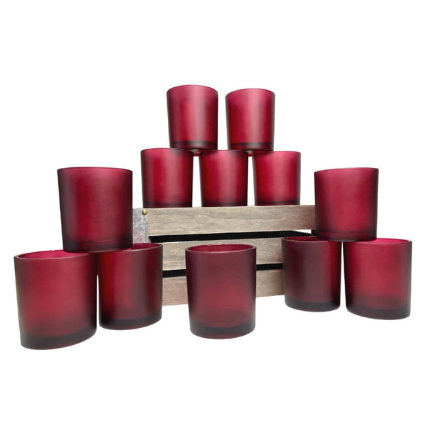My Decorations Red Frosted Glass Votive Tealight Candle Holders For Home Seasonal Decorations