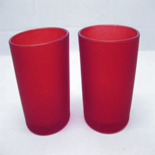 My Decorations Red Frosted Glass Votive Tealight Candle Holders For Home Seasonal Decorations