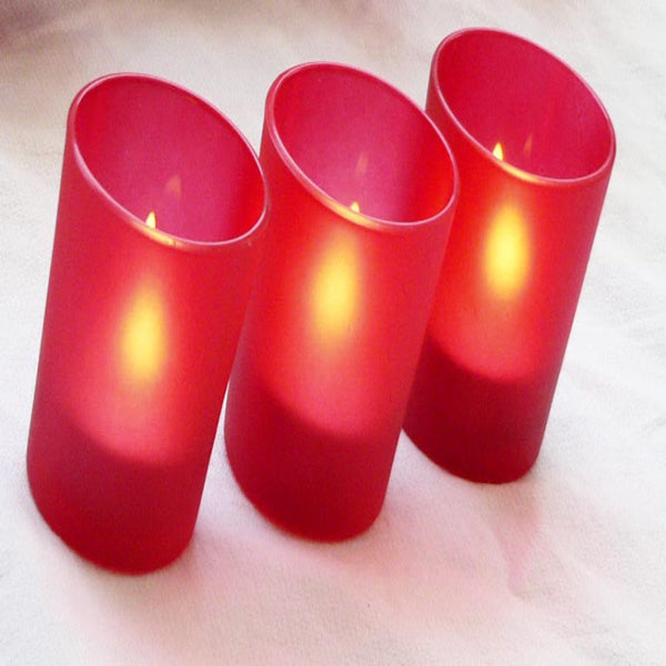 My Decorations Red Frosted Glass Votive Tealight Candle Holders For Home Seasonal Decorations