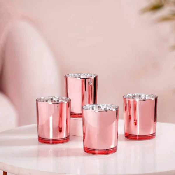 My Decorations 20 Pack Rose Gold Pink Votive Tealight Candle Holders Valentines Day Mercury Wedding Glass Candlestick Party Bridal Shower Event Candl