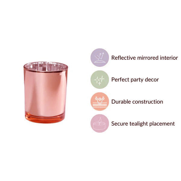 My Decorations 20 Pack Rose Gold Pink Votive Tealight Candle Holders Valentines Day Mercury Wedding Glass Candlestick Party Bridal Shower Event Candl
