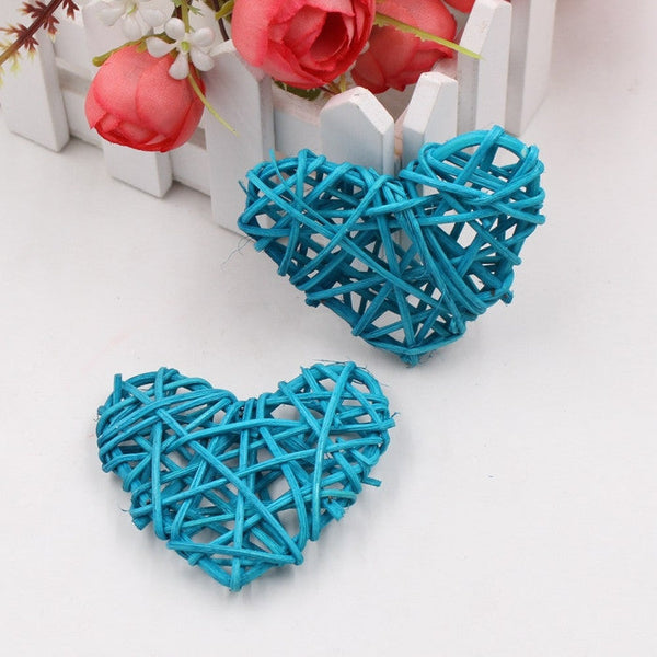 50 Turquoise 3D Rattan Heart 5M Battery Indoor Outdoor Party Decor String Lights