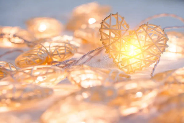 50 White 3D Rattan Heart 5M Battery Indoor Outdoor Wedding Decor String Lights