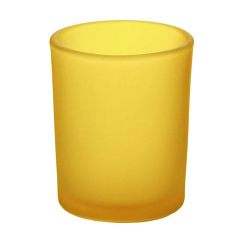 Yellow Frosted Glass Votive Candle Holders For Home And Garden Decor Seasonal Decorations