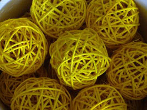 Yellow 5Cm Rattan Cane 20 Ball Battery Power 3M String Lights Christmas Gift Home Wedding Party Bedroom Decoration Table Centrepiece Seasonal Decorati