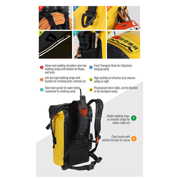 Nooyah Ipx8 Waterproof Bike Cycle Outdoor Sports Backpack Double Layer Bag Yellow Bags & Panniers