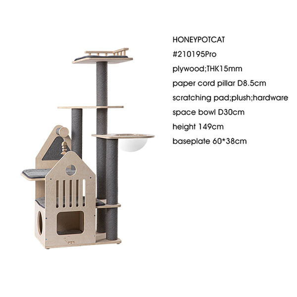 Honeypotcat Grand Cat Mansion With Space Capsule 148Cm Cat Houses