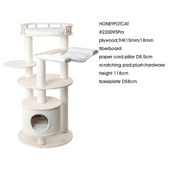 Honeypotcat Enduring Comfort Sisal & Wood Tree 128Cm Cat Houses