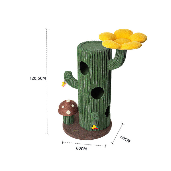 Honeypotcat Solo Cactus Bloom Cat Tree Green 120.5Cm Cat Houses