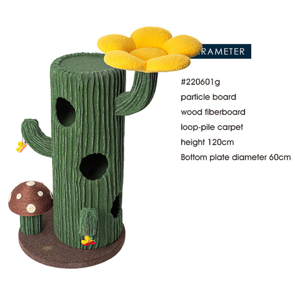 Honeypotcat Solo Cactus Bloom Cat Tree Green 120.5Cm Cat Houses