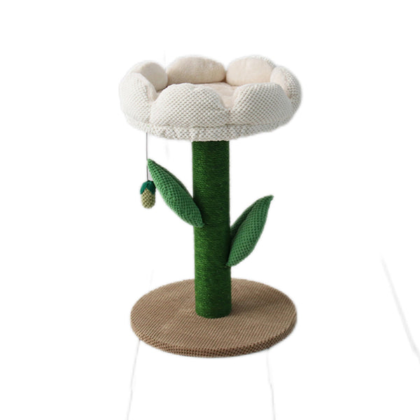 Catio White Camelia Flower Scratching Tree Furniture & Scratchers