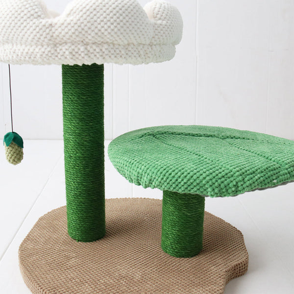 Catio 2 Level White Camelia Flower Scratching Tree Furniture & Scratchers