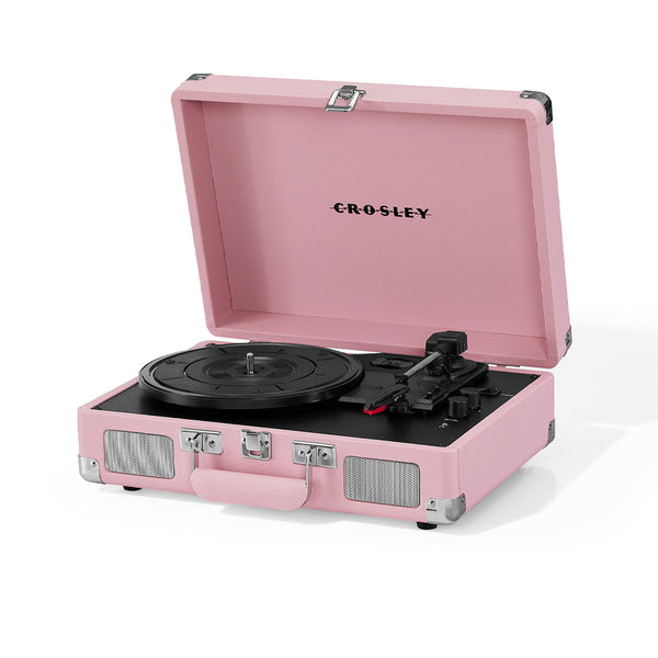 Crosley Cruiser Bluetooth Portable Turntable Blush Pink + Bundled Record Storage Crate Turntables