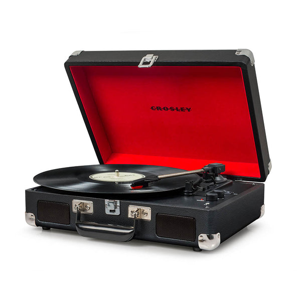 Crosley Cruiser Bluetooth Portable Turntable Black + Bundled Record Storage Crate Turntables