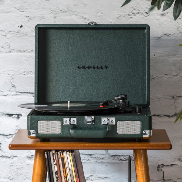 Crosley Cruiser Bluetooth Portable Turntable Emerald Green + Bundled Record Storage Crate Turntables