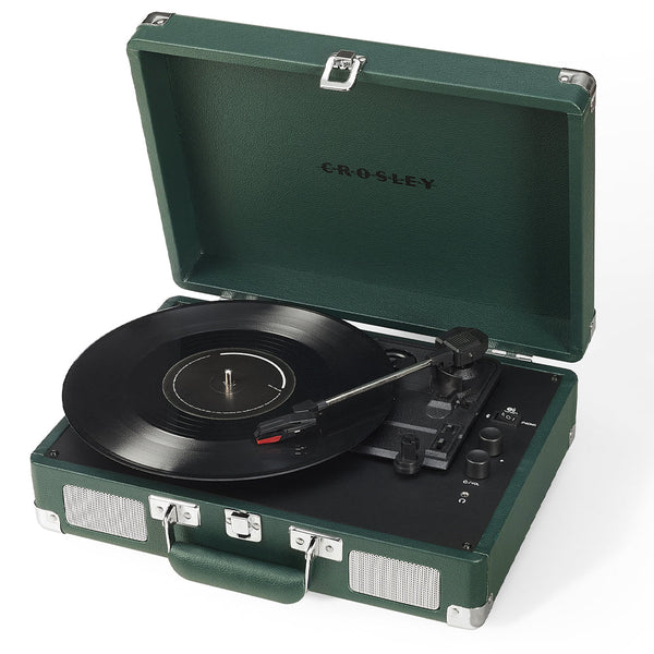 Crosley Cruiser Bluetooth Portable Turntable Emerald Green + Bundled Record Storage Crate Turntables