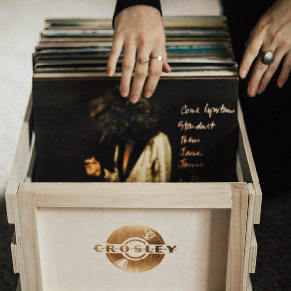 Crosley Cruiser Bluetooth Portable Turntable Silver + Bundled Record Storage Crate Turntables