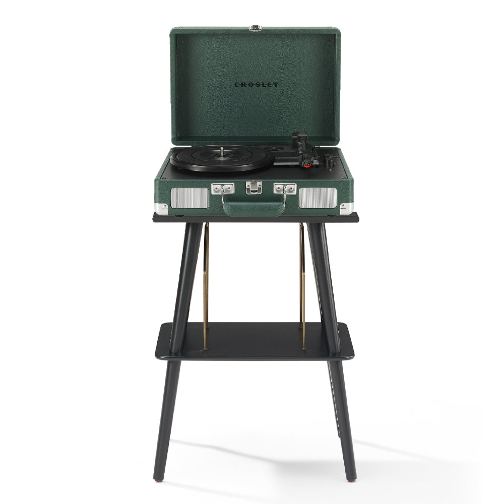 Crosley Cruiser Bluetooth Portable Turntable Emerald Green + Entertainment Stand Bundle Turntables
