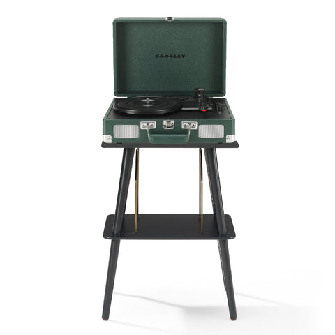 Crosley Cruiser Bluetooth Portable Turntable Emerald Green + Entertainment Stand Bundle Turntables