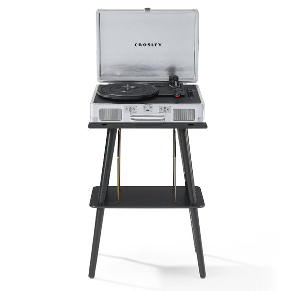 Crosley Cruiser Bluetooth Portable Turntable Silver + Entertainment Stand Bundle Turntables