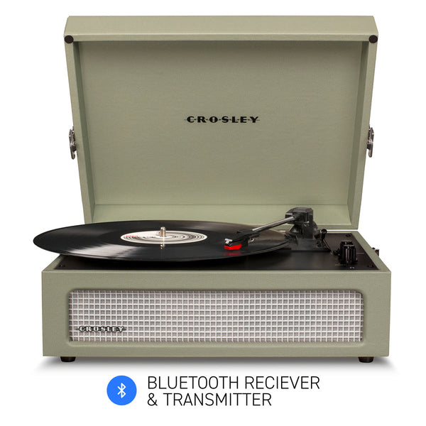 Crosley Voyager Bluetooth Portable Turntable Sage + Bundled Majority D40 Speakers Black Turntables