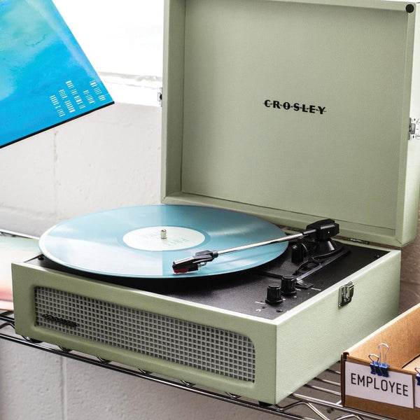 Crosley Voyager Bluetooth Portable Turntable Sage + Bundled Majority D40 Speakers Black Turntables