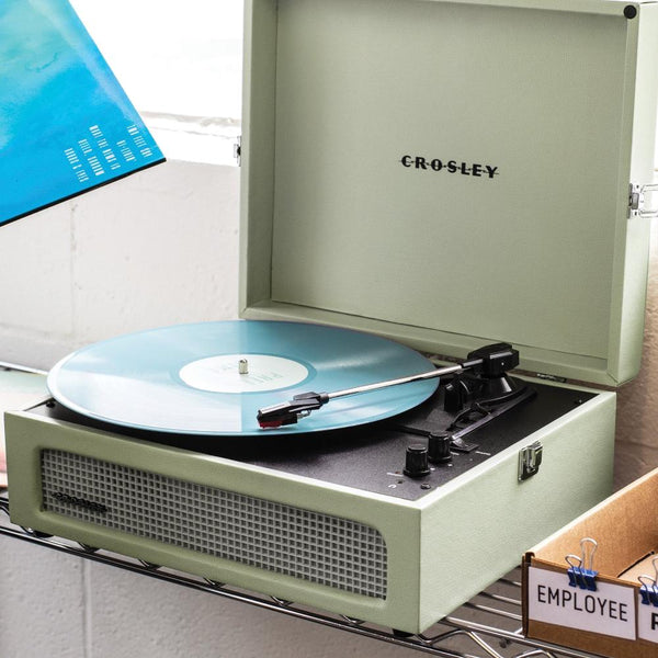 Crosley Voyager Sage Bluetooth Portable Turntable & Record Storage Crate Turntables