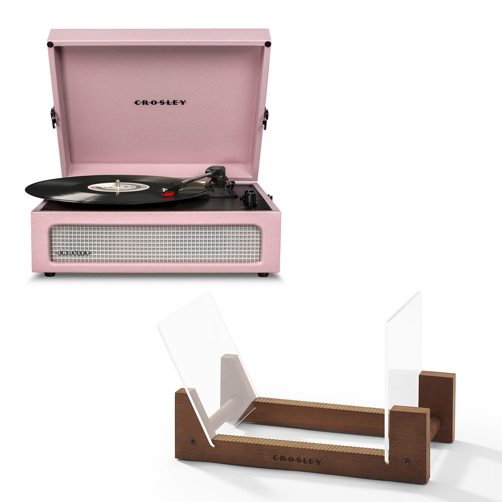 Crosley Voyager Bluetooth Portable Turntable + Bundled Record Storage Display Stand Turntables