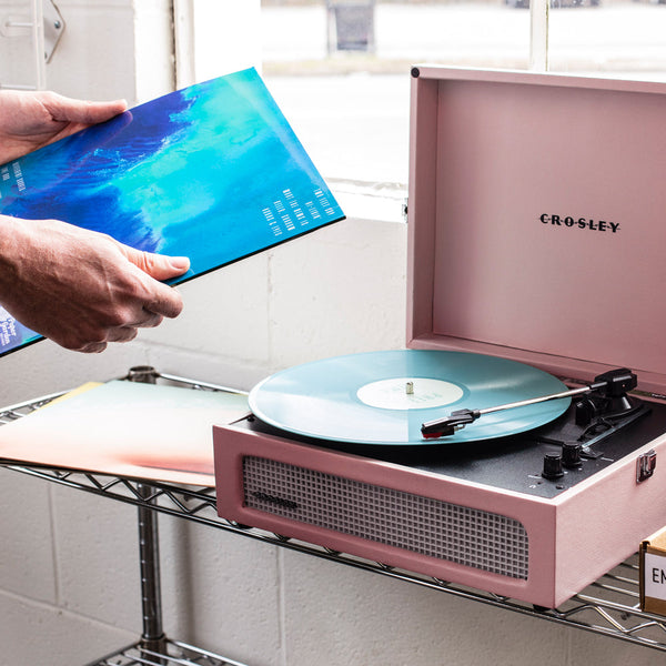 Crosley Voyager Bluetooth Portable Turntable + Bundled Record Storage Display Stand Turntables
