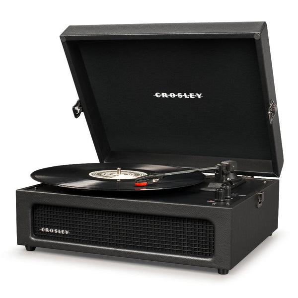 Crosley Voyager Bluetooth Portable Turntable Black + Bundled Record Storage Display Stand Turntables