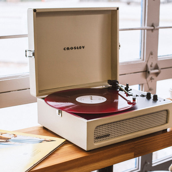 Crosley Voyager Bluetooth Portable Turntable Dune + Bundled Record Storage Display Stand Turntables