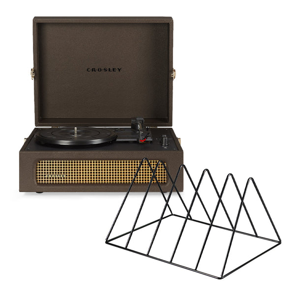 Crosley Voyager Bluetooth Portable Turntable Cocoa + Gadhouse Vinyl Rack Bundle Black Turntables