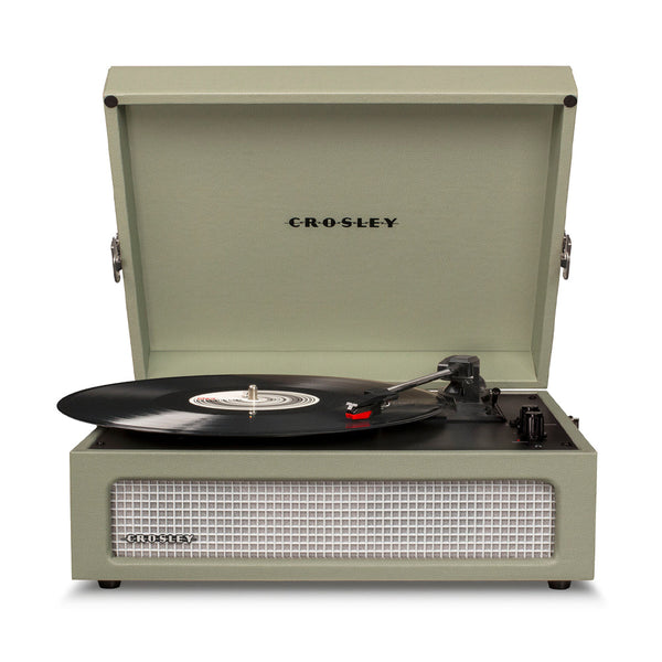Crosley Voyager Bluetooth Portable Turntable Sage + Gadhouse Vinyl Rack Bundle Black Turntables