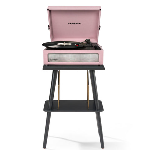 Crosley Voyager Bluetooth Portable Turntable + Entertainment Stand Bundle Amethyst Turntables