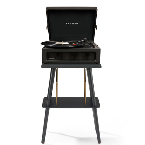 Crosley Voyager Bluetooth Portable Turntable + Entertainment Stand Bundle Black Turntables