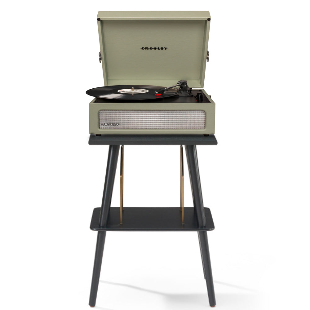 Crosley Voyager Bluetooth Portable Turntable + Entertainment Stand Bundle Sage Turntables