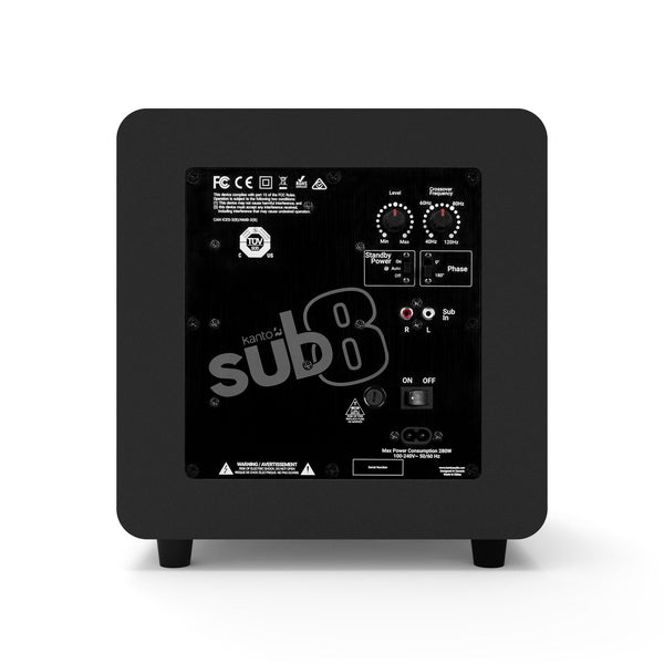 Kanto Sub8 300W 8" Sealed Powered Subwoofer Matte Black Home Speakers & Subwoofers
