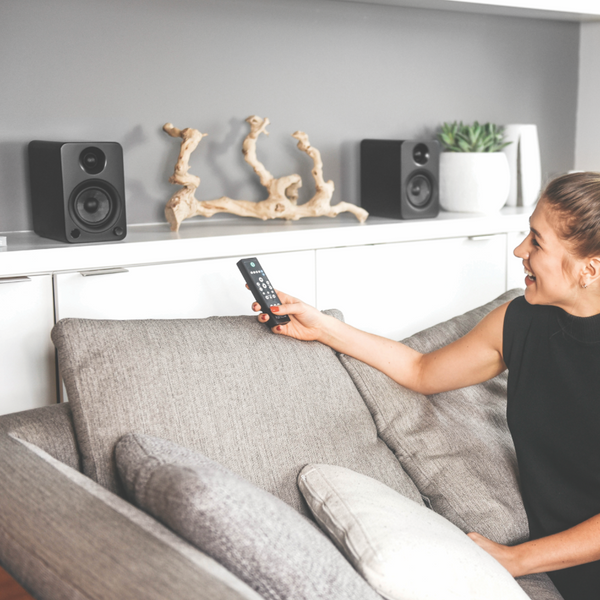 Kanto Yu4 140W Powered Bookshelf Speakers With Bluetooth And Phono Preamp Pair Matte Black Home Speakers & Subwoofers