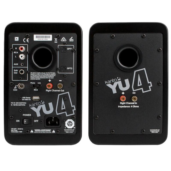 Kanto Yu4 140W Powered Bookshelf Speakers With Bluetooth And Phono Preamp Pair Matte Black Home Speakers & Subwoofers