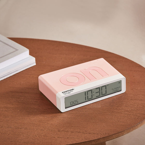 Lexon Flip Classic Reversible Alarm Clock Pantone Rose Pink Alarm Clocks & Clock Radios