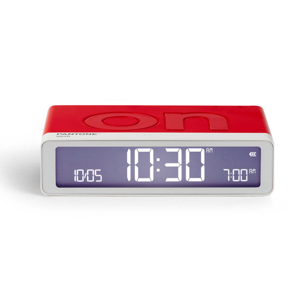 Lexon Flip Classic Reversible Alarm Clock Pantone 2035 Red Alarm Clocks & Clock Radios
